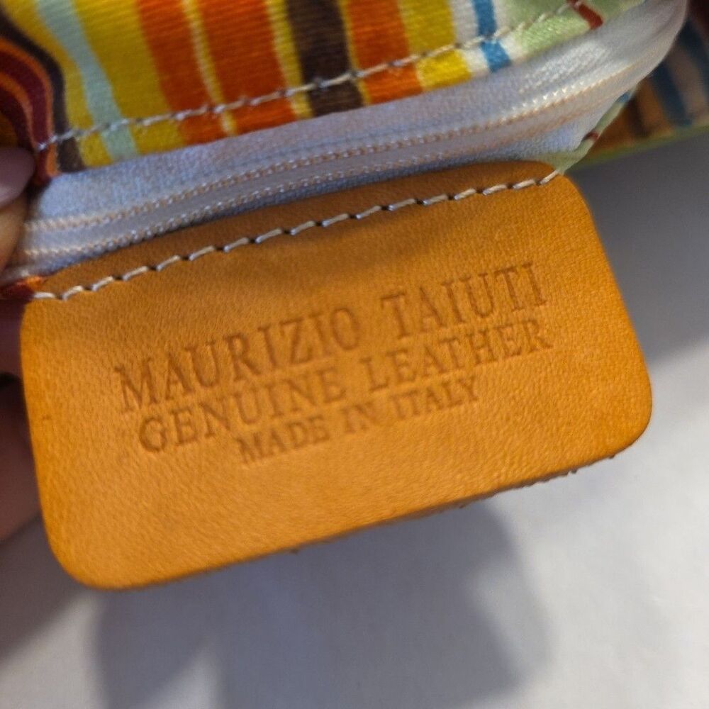 Maurizio Taiuti ITALY Satchel Tote Lime Green Pebbled Leather Small Handbag - Picture 11 of 16